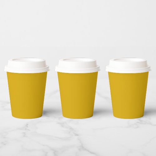 Solid color mustard yellow paper cups