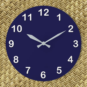 Solid Color: Navy Blue Large Clock
