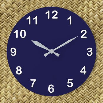 Solid Color: Navy Blue Large Clock by FantabulousPatterns at Zazzle