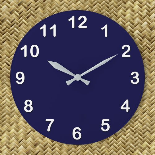 Solid Color Navy Blue Large Clock