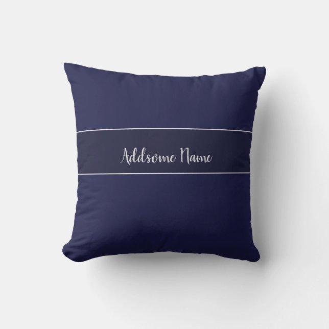 Solid color Navy Blue Modern Stylish Outdoor Pillow (Front)