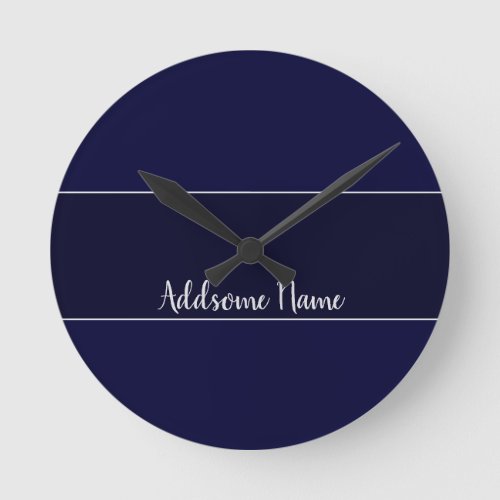 Solid color Navy Blue Modern Stylish Round Clock