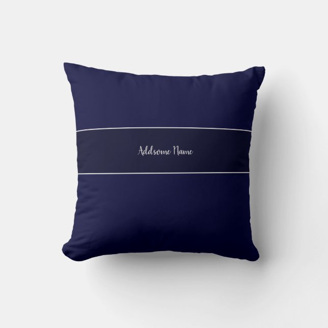 Solid color Navy Blue Modern Stylish Throw Pillow (Front)