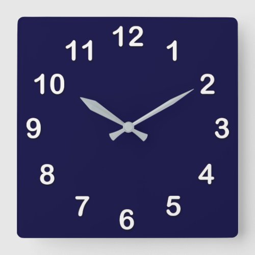 Solid Color Navy Blue Square Wall Clock