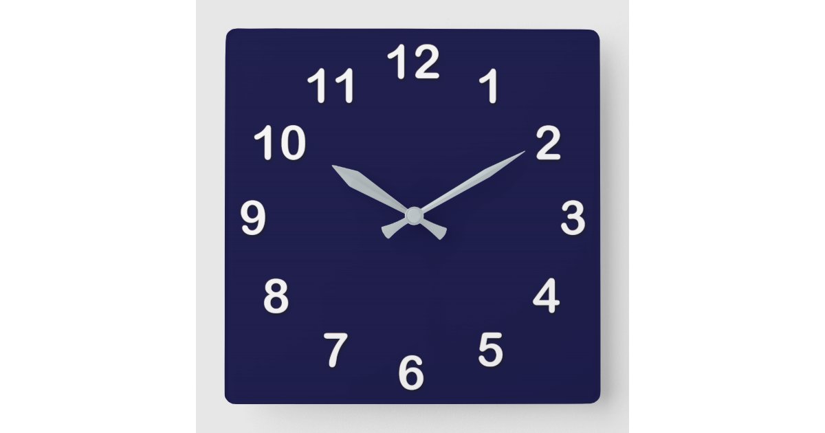 Solid Color Navy Blue Square Wall Clock Zazzle