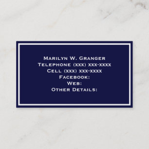 Solid Color: Navy Blue with Adjustable Frame Business Card