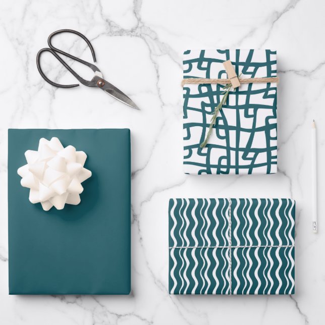 Solid color Oceanic Teal Wrapping Paper Sheets (Front)