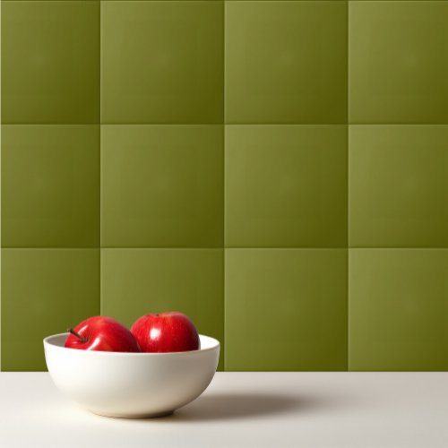 Solid color olive green ceramic tile