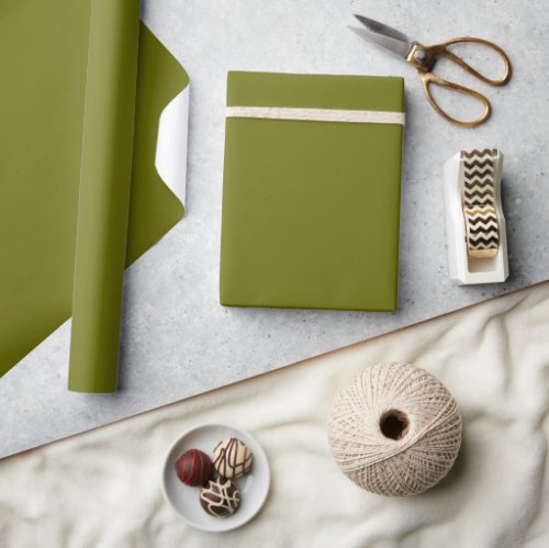 Solid color olive green wrapping paper