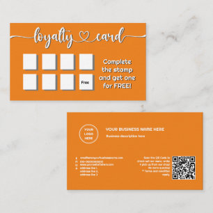 Solid Color Orange Add Your Logo QR Code Loyalty Card