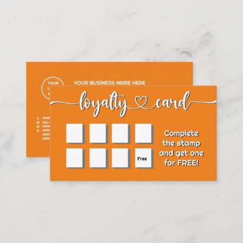 Solid Color Orange Add Your Logo QR Code Loyalty Card