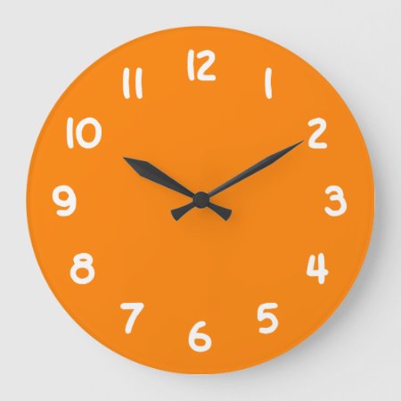 Solid Color Orange Large Clock