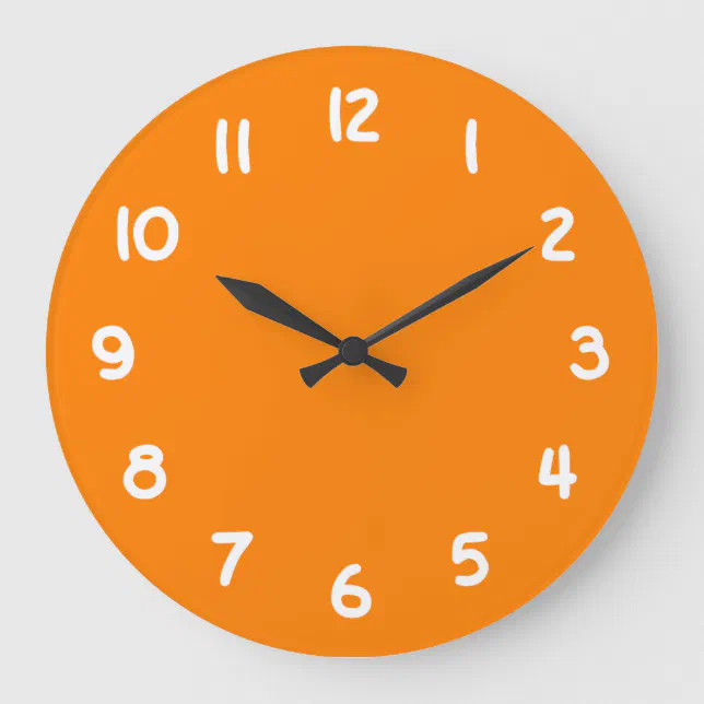 Solid Color Orange Large Clock | Zazzle
