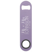 Solid Color Orchid Lavender Mr & Mrs Wedding Favor Bar Key (Front)
