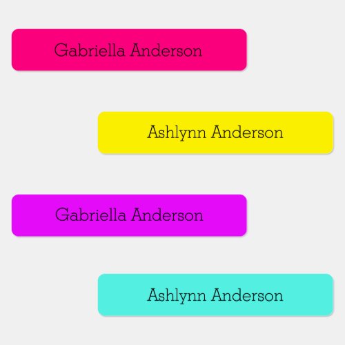 Solid Color Pink Blue Yellow Purple Kids Labels