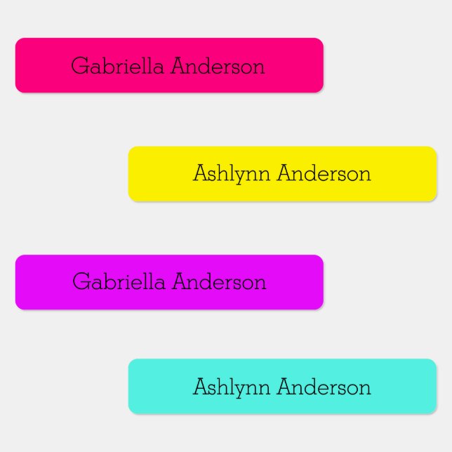 Solid Color Pink Blue Yellow Purple Kids' Labels (Group)