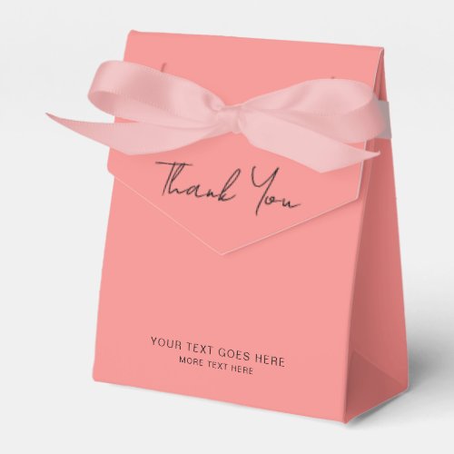 Solid Color Pink Peach Thank You Script Text Favor Boxes