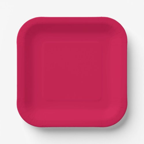 Solid color plain amaranth ruby red paper plates