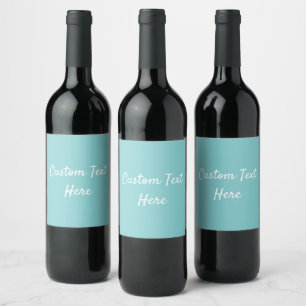 Solid color plain Aqua Splash blue Wine Label