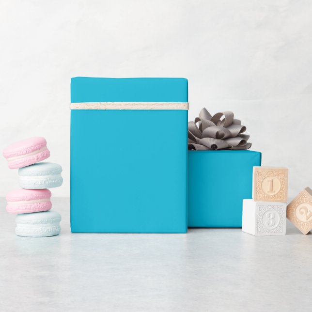 Solid color plain bright aqua Blue Atoll  Wrapping Paper (Baby Shower)