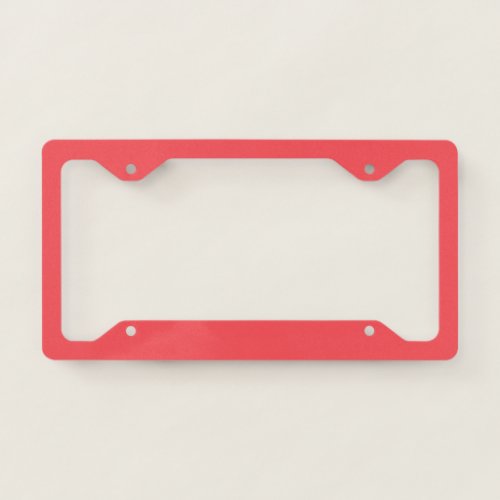 Solid color plain bright coral license plate frame