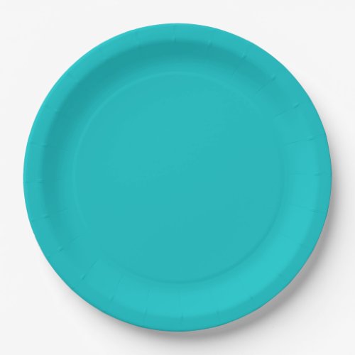 Solid color plain bright turquoise paper plates