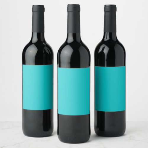Solid color plain bright turquoise wine label