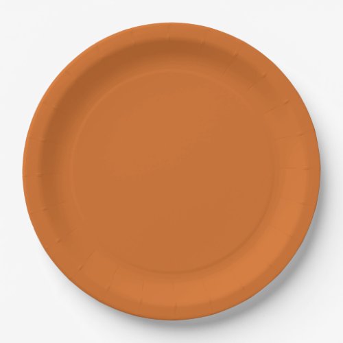 Solid color plain burnt orange cinnamon paper plates