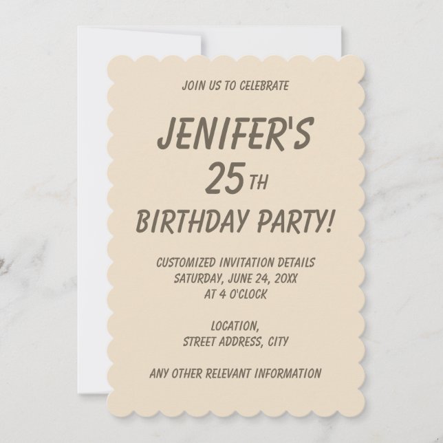 Solid color plain Champagne beige Invitation (Front)