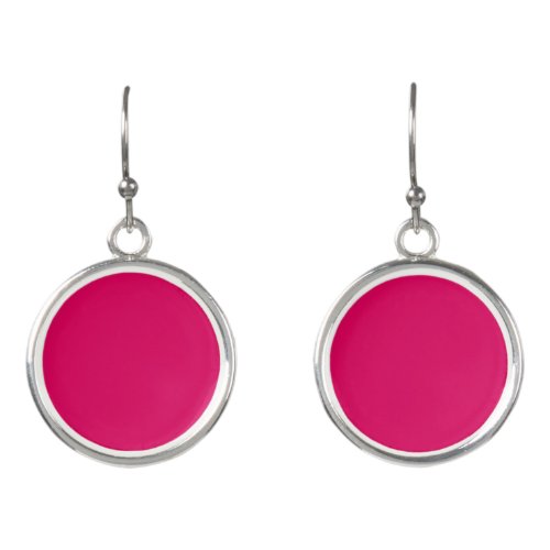 Solid color plain dark bright pink earrings