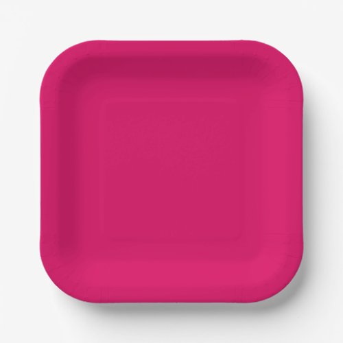 Solid color plain dark bright pink paper plates
