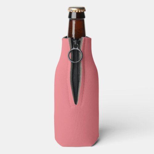 Solid color plain Dark Coral pink Bottle Cooler