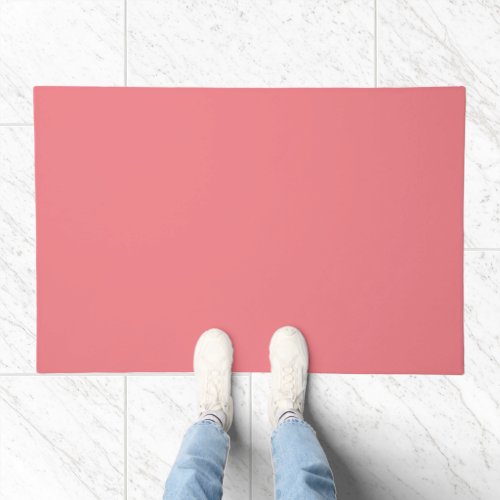 Solid color plain Dark Coral pink Doormat