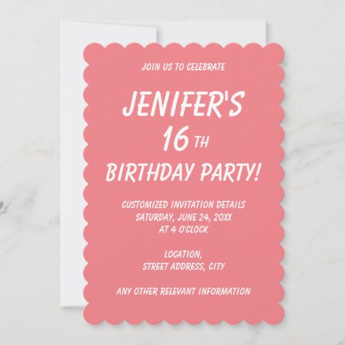 Solid color plain Dark Coral pink Invitation