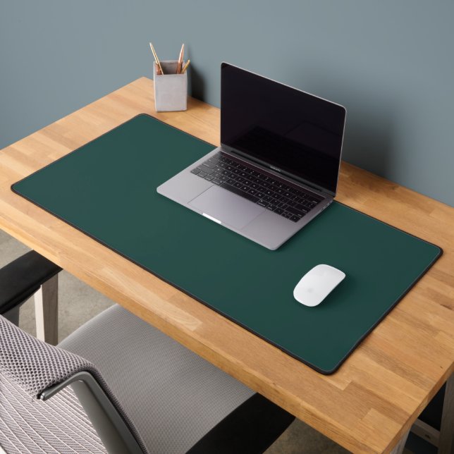 Solid color plain dark emerald green desk mat (Office 2)