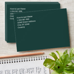 Solid color plain dark emerald green envelope