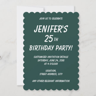 Solid color plain dark emerald green invitation