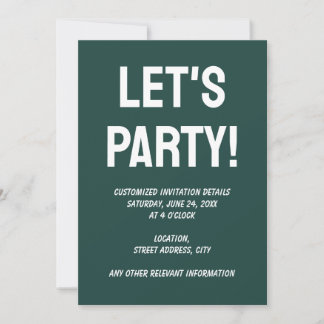 Solid color plain dark emerald green invitation