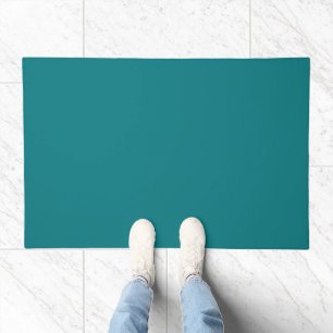 Solid color plain Deep Aqua teal Doormat