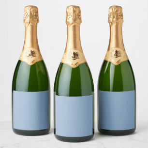 Solid color plain dusty blue pastel sparkling wine label