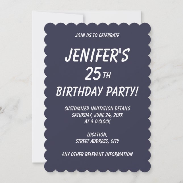 Solid color plain Evening dark Blue Invitation (Front)