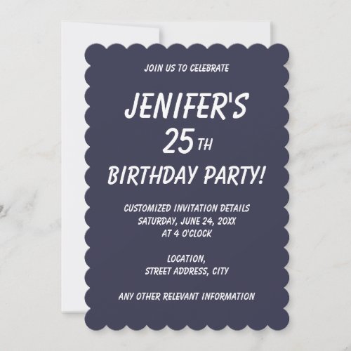 Solid color plain Evening dark Blue Invitation