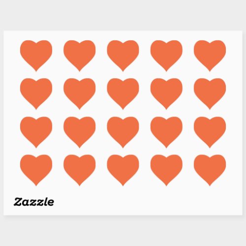 Solid color plain exotic orange red heart sticker