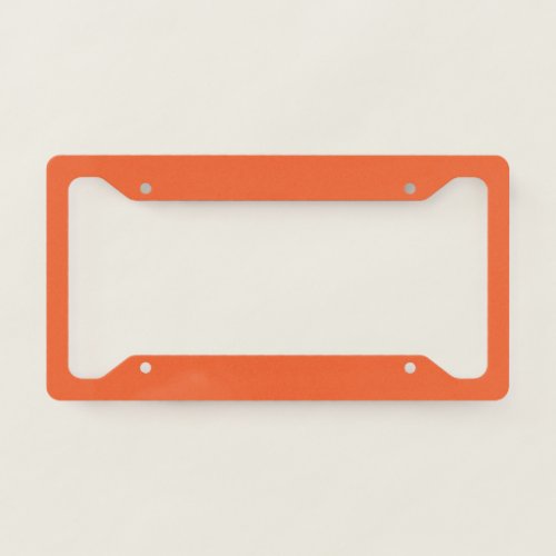 Solid color plain exotic orange red license plate frame