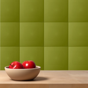 Solid color plain green Dill Pickle Ceramic Tile