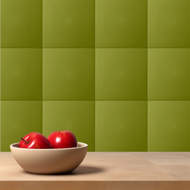 Solid color plain green Dill Pickle Ceramic Tile (Creator Uploaded)