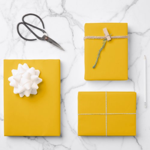 Solid color plain hot yellow freesia wrapping paper sheets