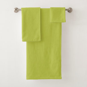 Solid color plain lime green lemon grass bath towel set