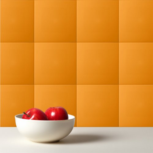 Solid color plain orange Bright Marigold  Ceramic Tile