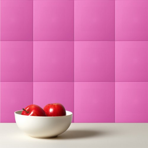 Solid color plain orchid bright pink ceramic tile